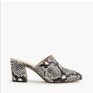 J.Crew snakeskin “Sophie” block heel mules